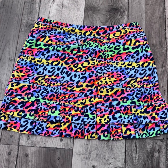 TZU TZU Party Cat Leopard Animal Print Layered Golf Tennis Knit Skort Medium - Picture 7 of 7